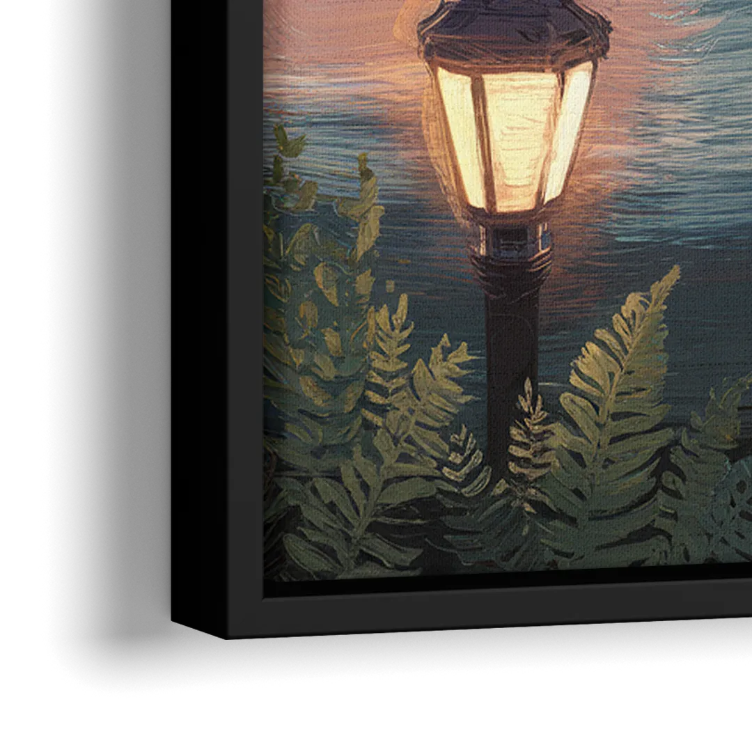 Oakland Lake Merritt Reflection - Close-Up Black Frame Canvas