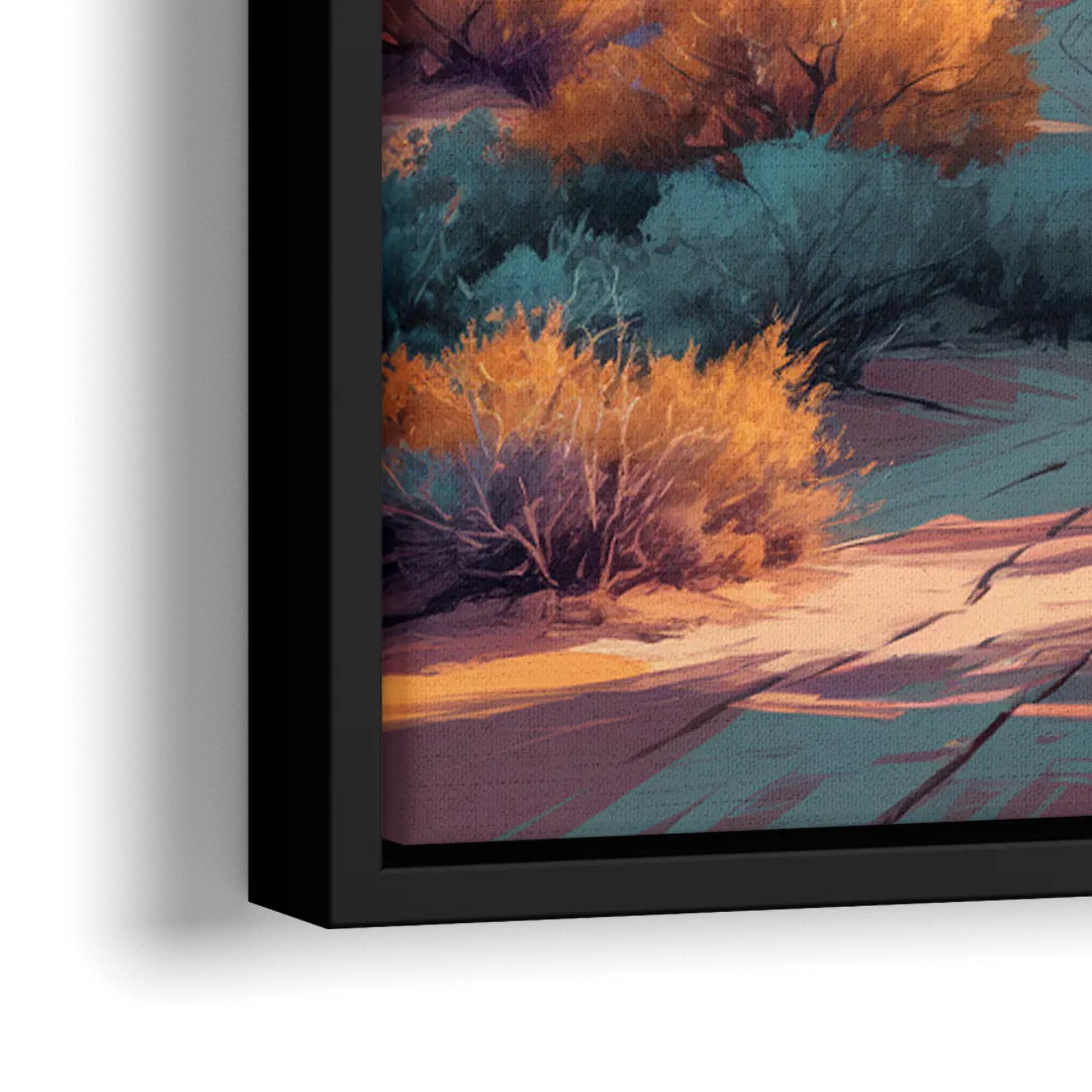 Tucson Cactus Landscape - Close-Up Black Frame Canvas