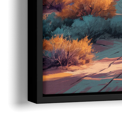 Tucson Cactus Landscape - Close-Up Black Frame Canvas