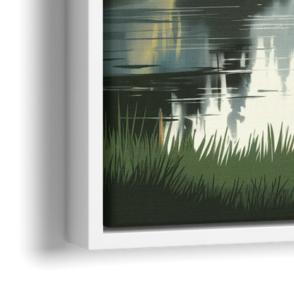 Ontario Lake Reflections - Close-Up White Frame Canvas