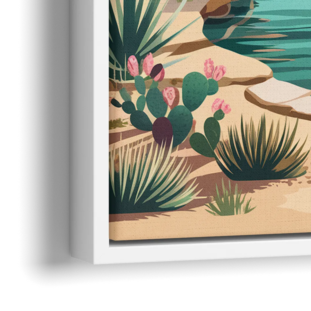 Palm Springs Desert Oasis - Close-Up White Frame Canvas