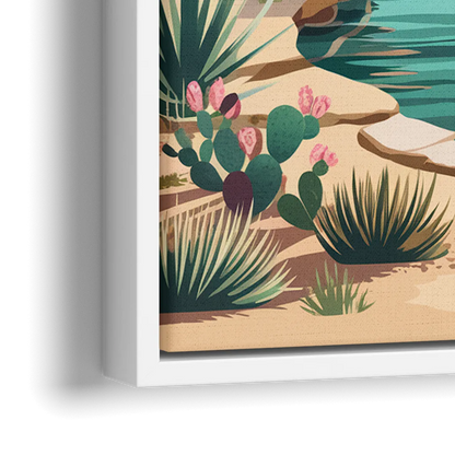 Palm Springs Desert Oasis - Close-Up White Frame Canvas