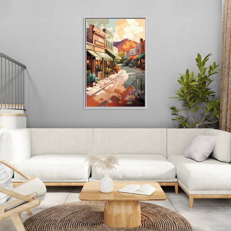 Bisbee Historic Streetscape - Living Room White Frame Canvas