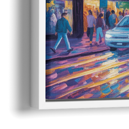 Clifton Hill Neon Lights - Close-Up White Frame Canvas