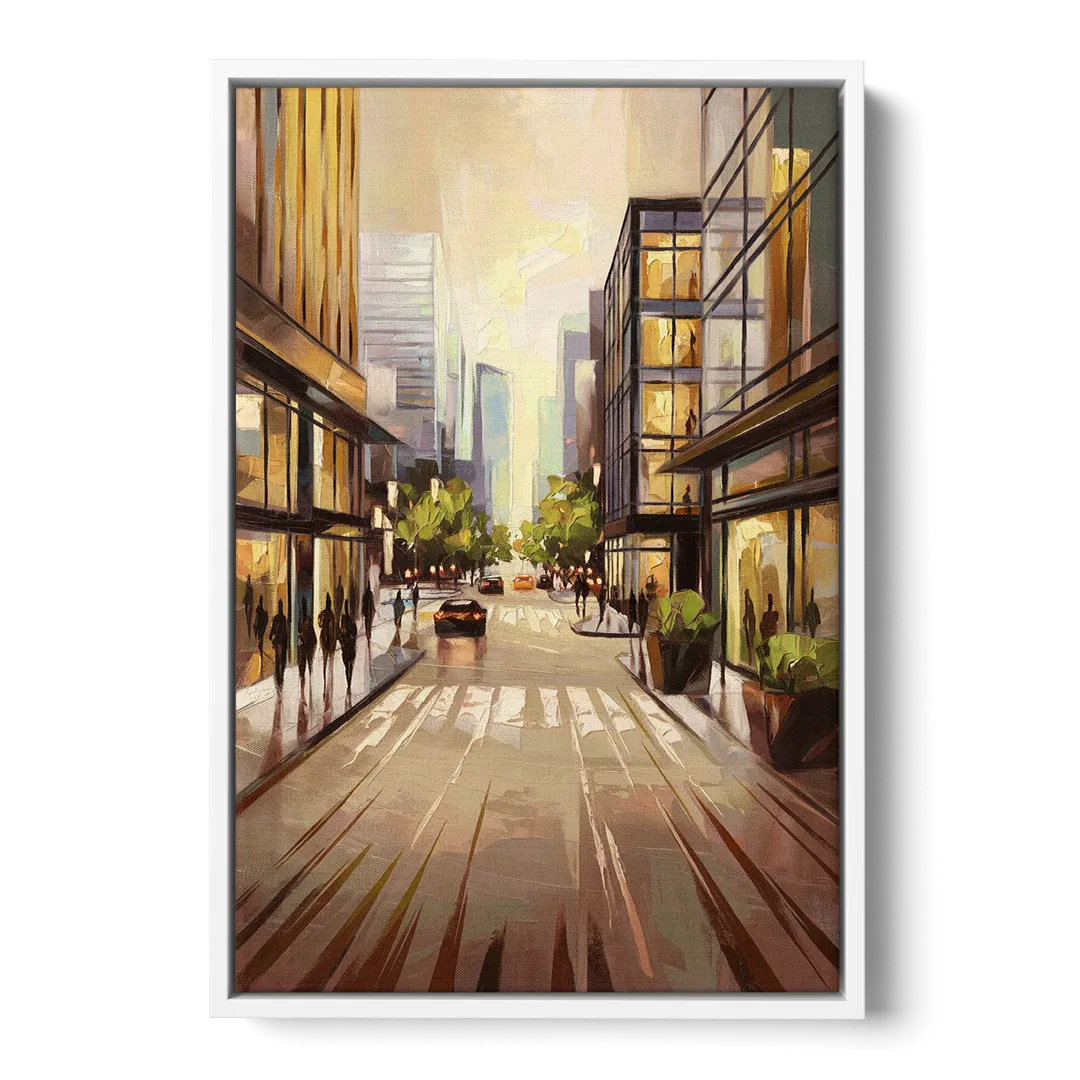 Arlington Urban Streets - White Frame Canvas