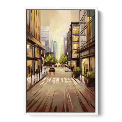 Arlington Urban Streets - White Frame Canvas