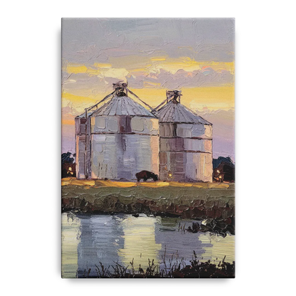 Buffalo Grain Silos at Dusk - Canvas Wall Art
