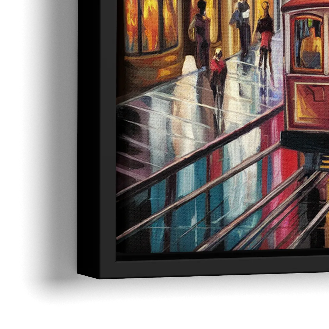San Francisco Vibrant Streets - Close-Up Black Frame Canvas