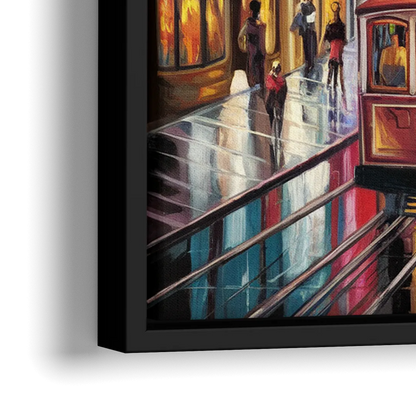 San Francisco Vibrant Streets - Close-Up Black Frame Canvas
