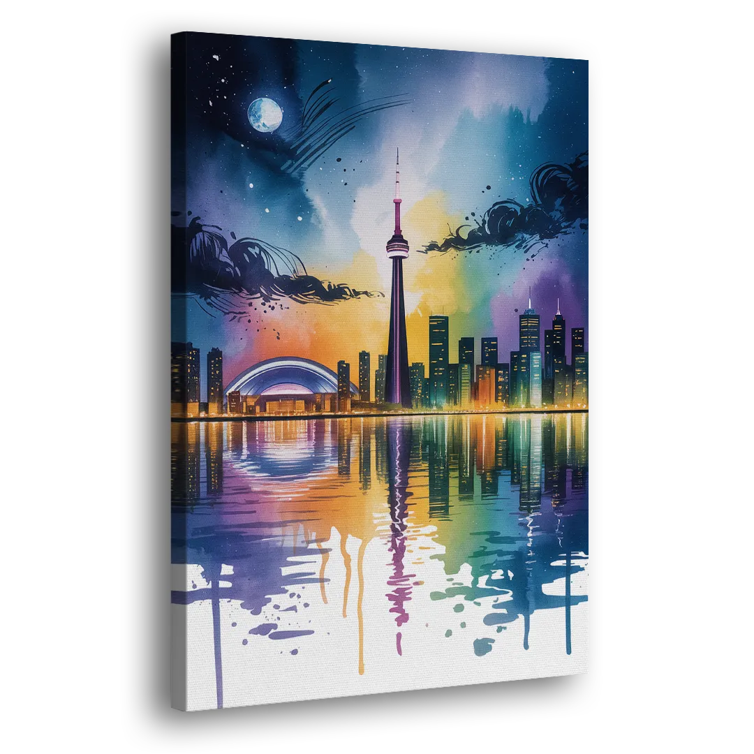 Toronto Skyline at Night - Canvas Print Art Sides