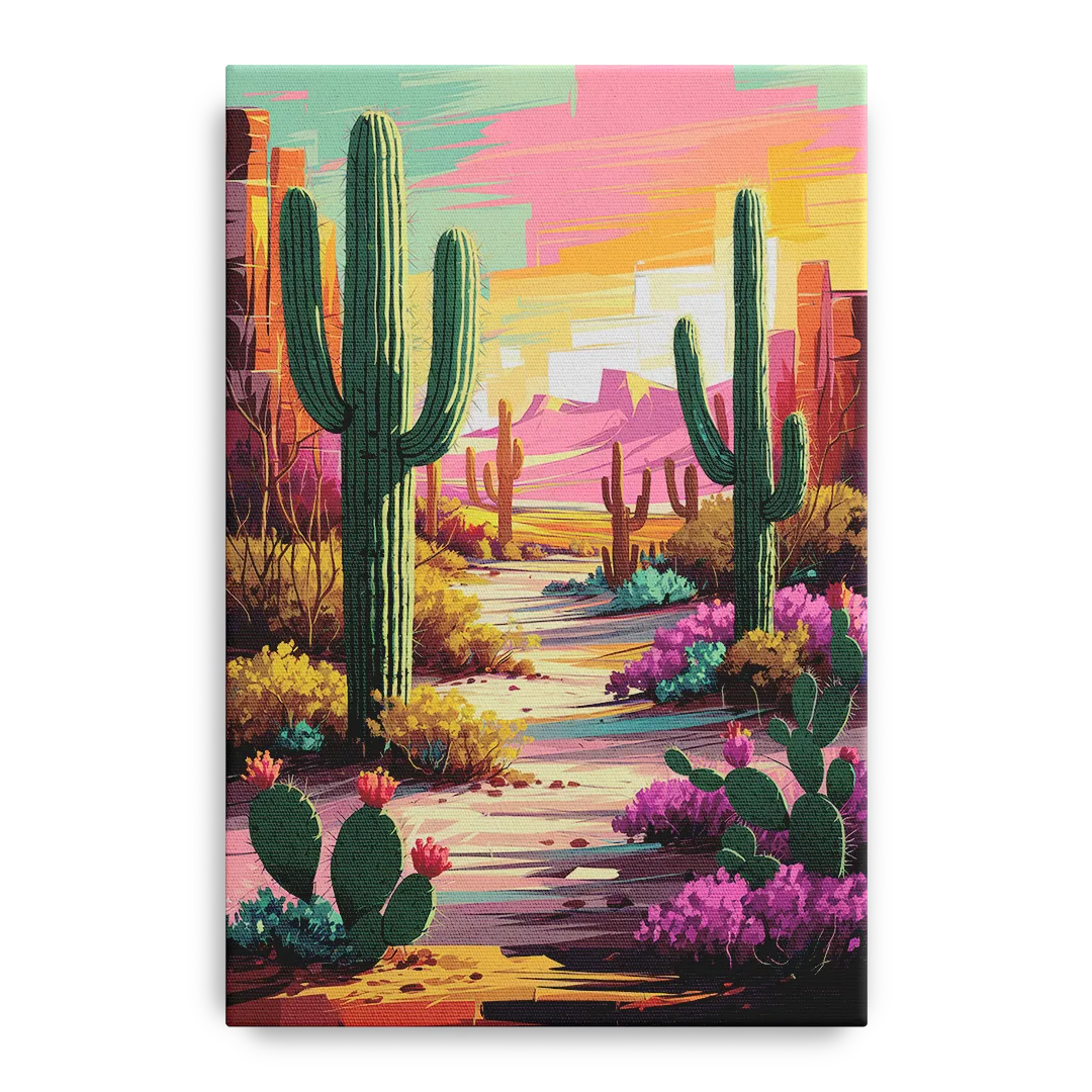 Tombstone Cactus Landscape - Canvas Wall Art