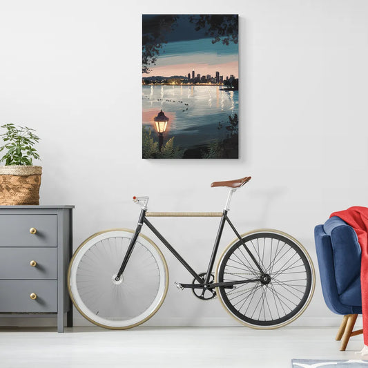 Oakland Lake Merritt Reflection - Canvas Wall Art Living Room