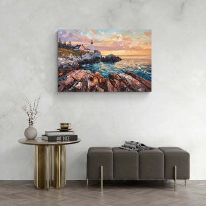 Bar Harbor Lighthouse Landscape - Canvas Wall Art Living Room