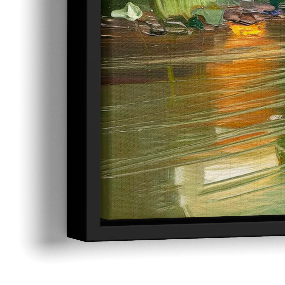 Ashland Riverfront Scene - Close-Up Black Frame Canvas