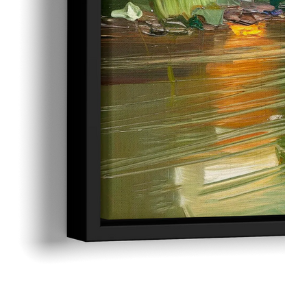 Ashland Riverfront Scene - Close-Up Black Frame Canvas