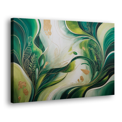 Lush Verdant Harmony Green Abstract - Canvas Print Art Sides
