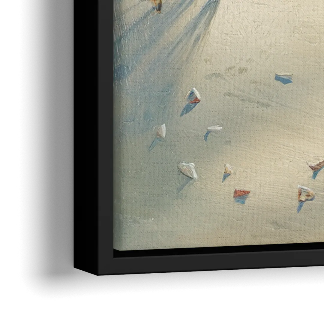 Virginia Beach Seagulls in Flight - Close-Up Black Frame Canvas