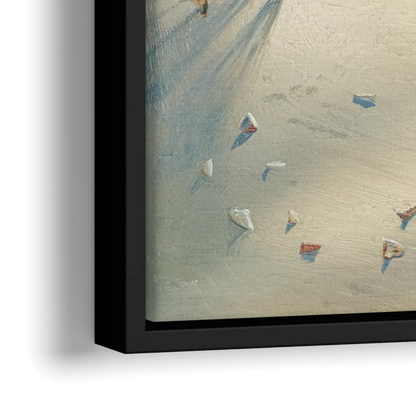 Virginia Beach Seagulls in Flight - Close-Up Black Frame Canvas