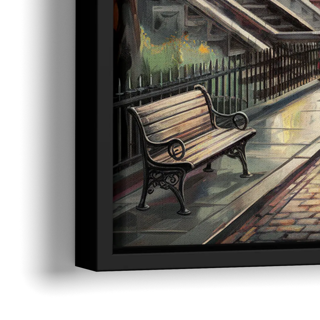 Boston Historic Neighborhoods - Close-Up Black Frame Canvas