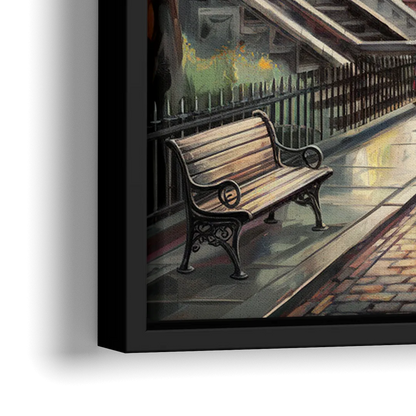 Boston Historic Neighborhoods - Close-Up Black Frame Canvas