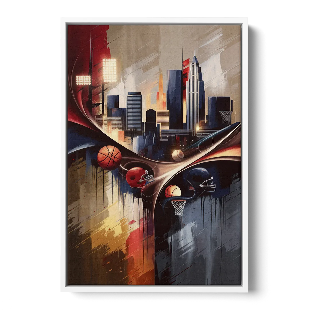 Cleveland Sports Team Spirit - White Frame Canvas