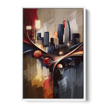 Cleveland Sports Team Spirit - White Frame Canvas