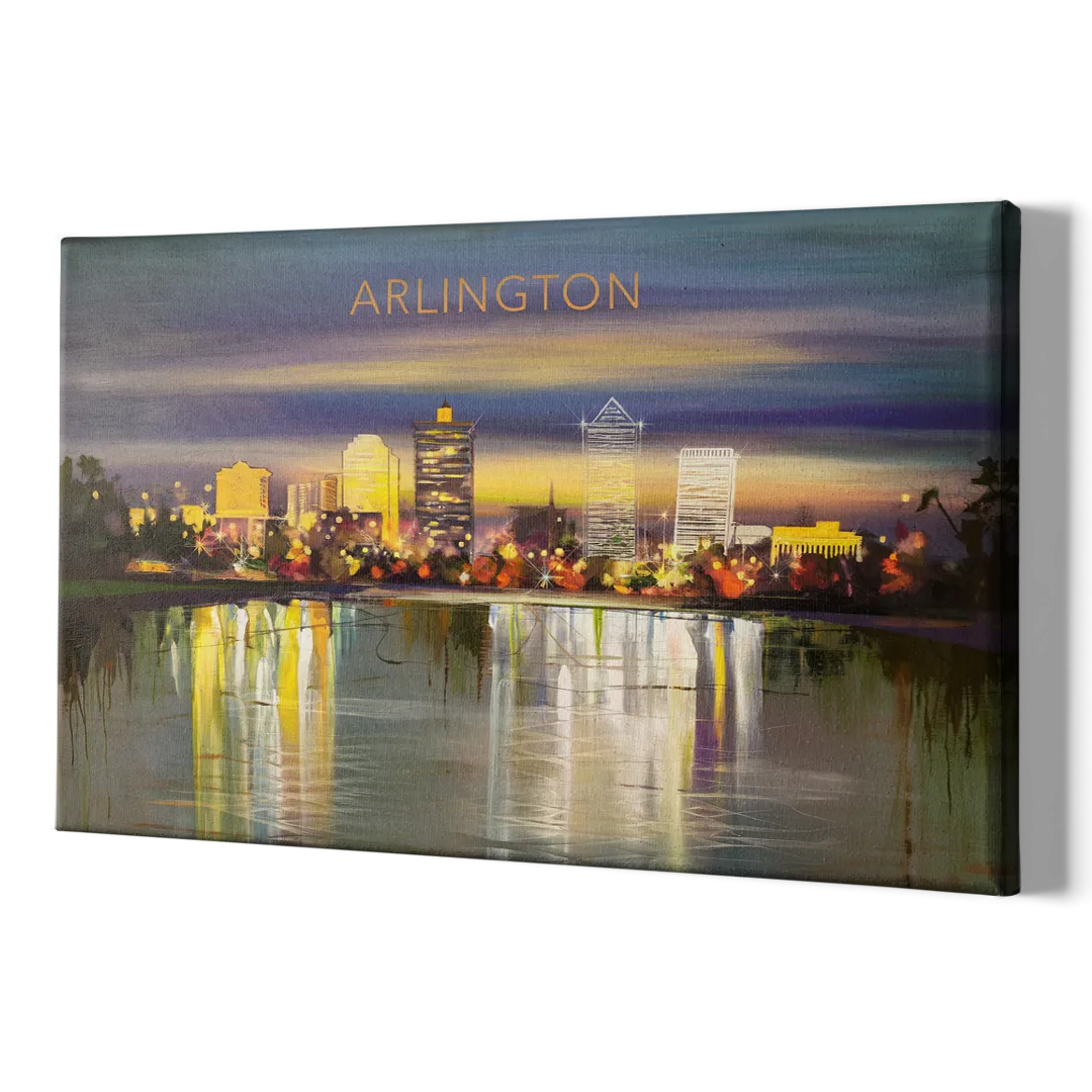 Arlington Cityscape Reflection - Canvas Print Art Sides