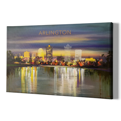 Arlington Cityscape Reflection - Canvas Print Art Sides