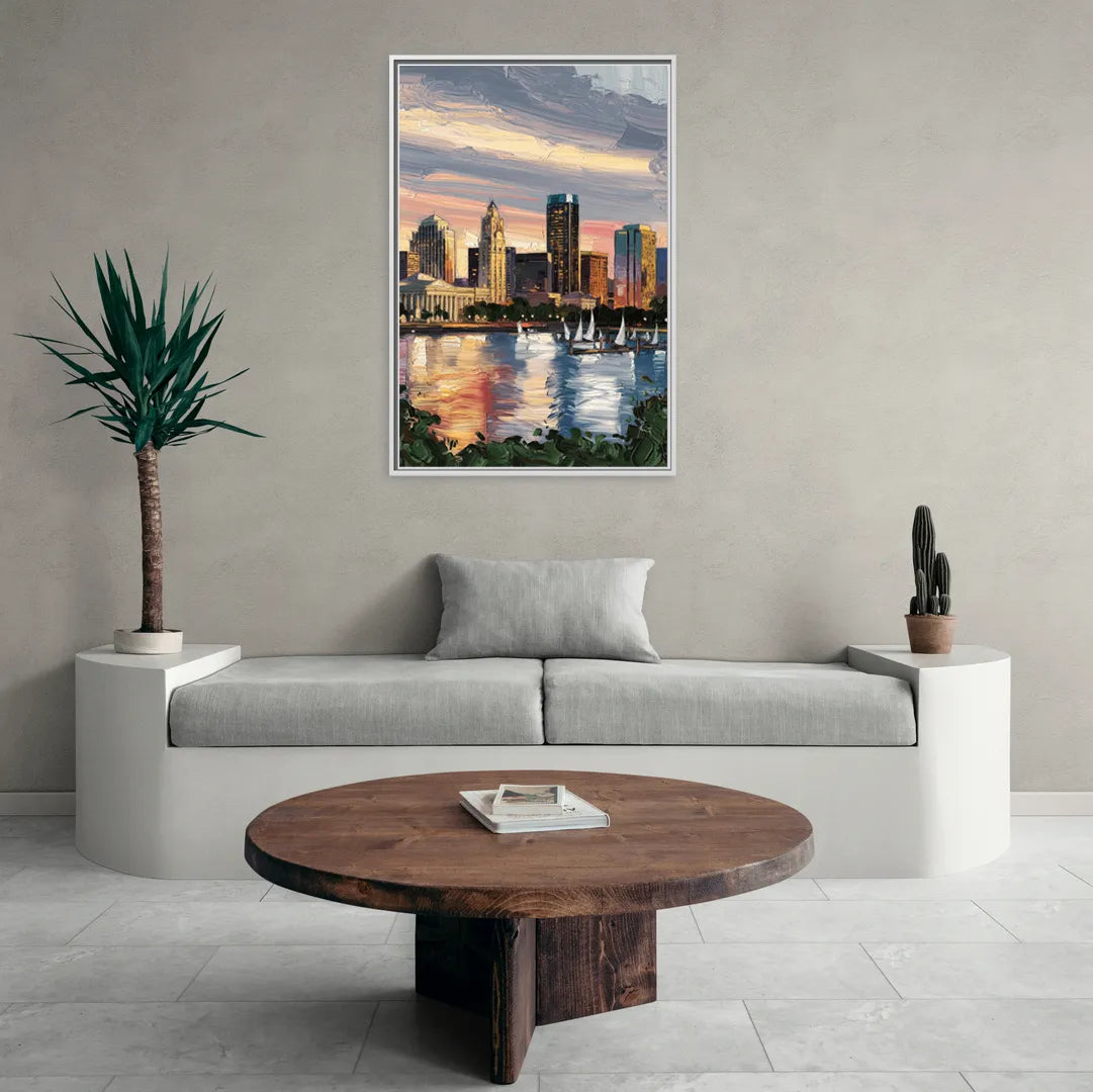 Milwaukee Historic Landmarks - Living Room White Frame Canvas