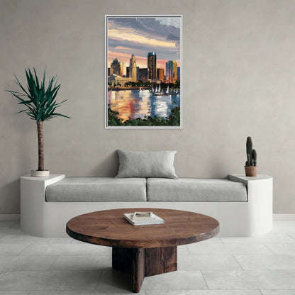Milwaukee Historic Landmarks - Living Room White Frame Canvas