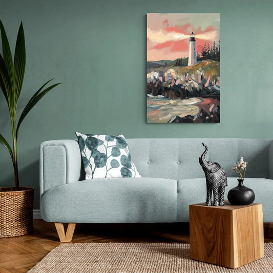 Traverse City Lighthouse View - Canvas Wall Art Living Room