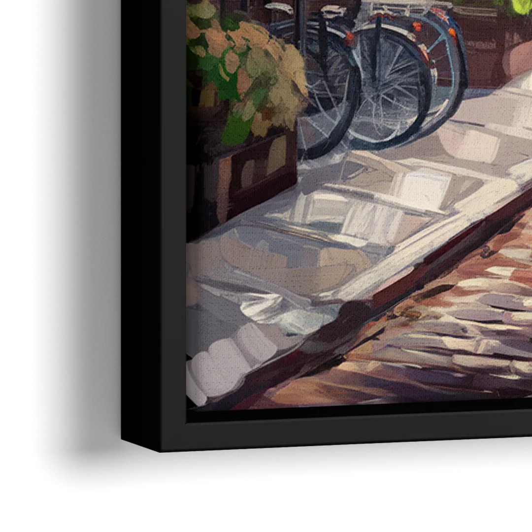 Rochester Cobblestone Streets - Close-Up Black Frame Canvas