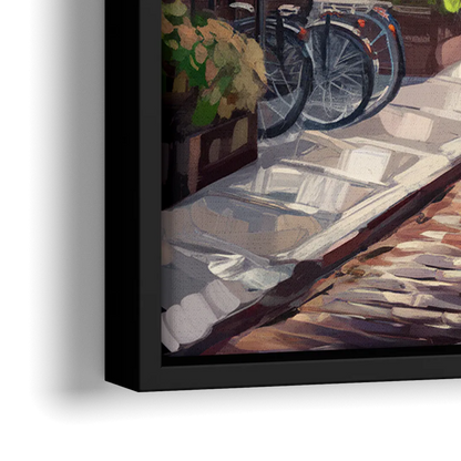 Rochester Cobblestone Streets - Close-Up Black Frame Canvas