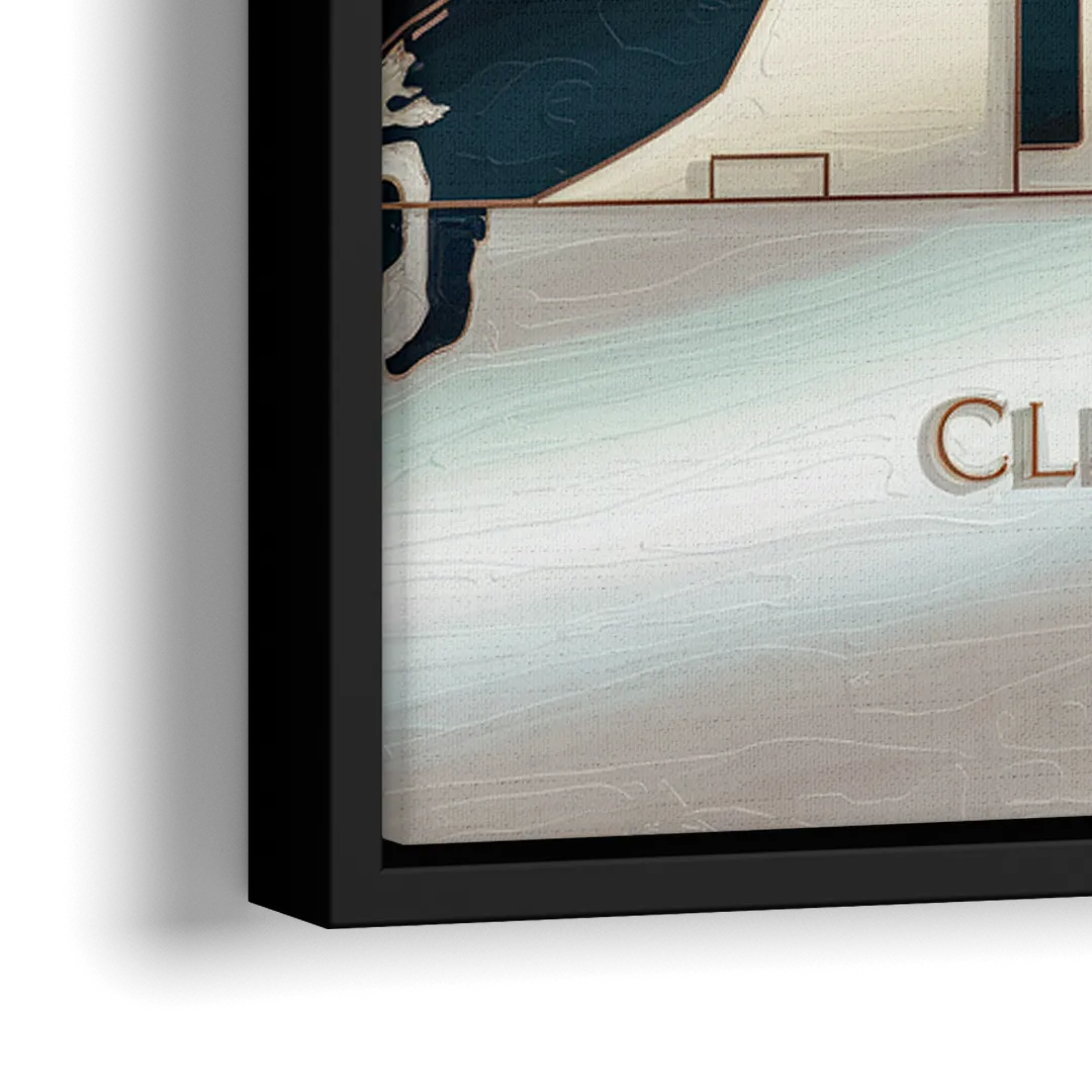 Cleveland Ohio Map Design - Close-Up Black Frame Canvas