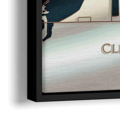 Cleveland Ohio Map Design - Close-Up Black Frame Canvas