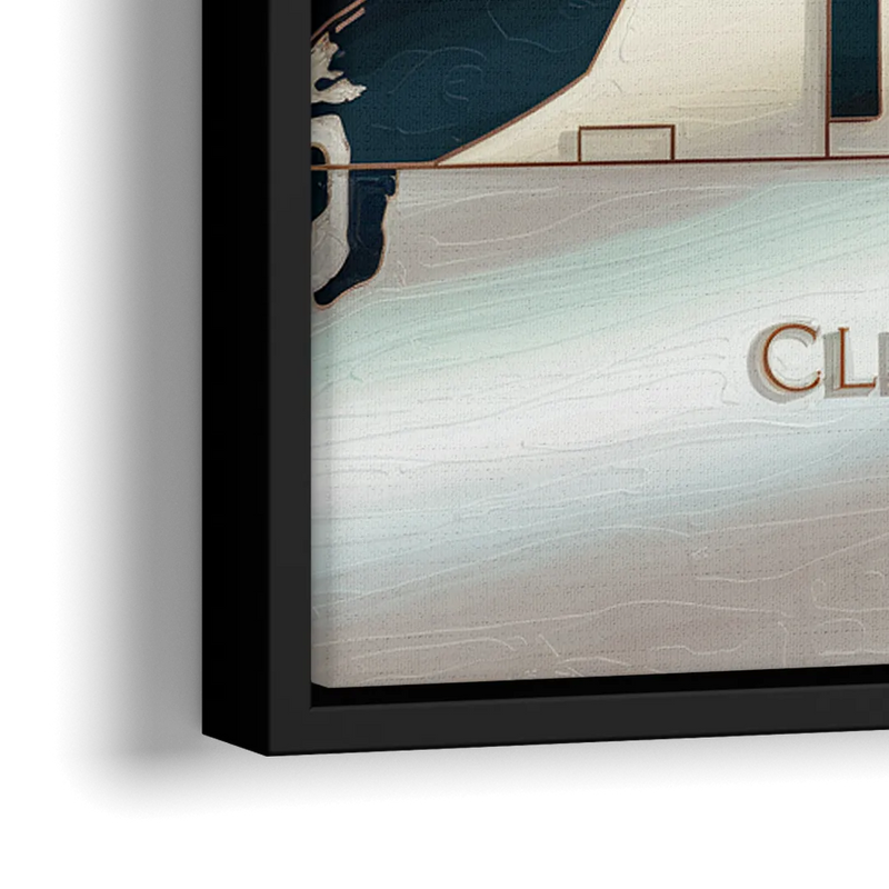 Cleveland Ohio Map Design - Close-Up Black Frame Canvas