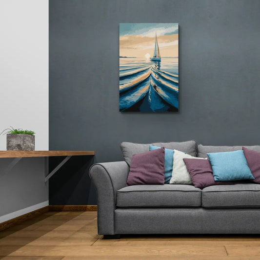 Seaside Sailboat Horizon - Canvas Wall Art Living Room