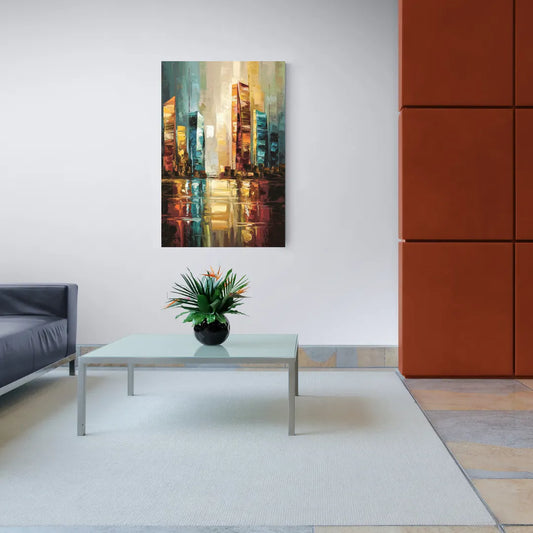 Mobile Abstract Cityscape Modern - Canvas Wall Art Living Room