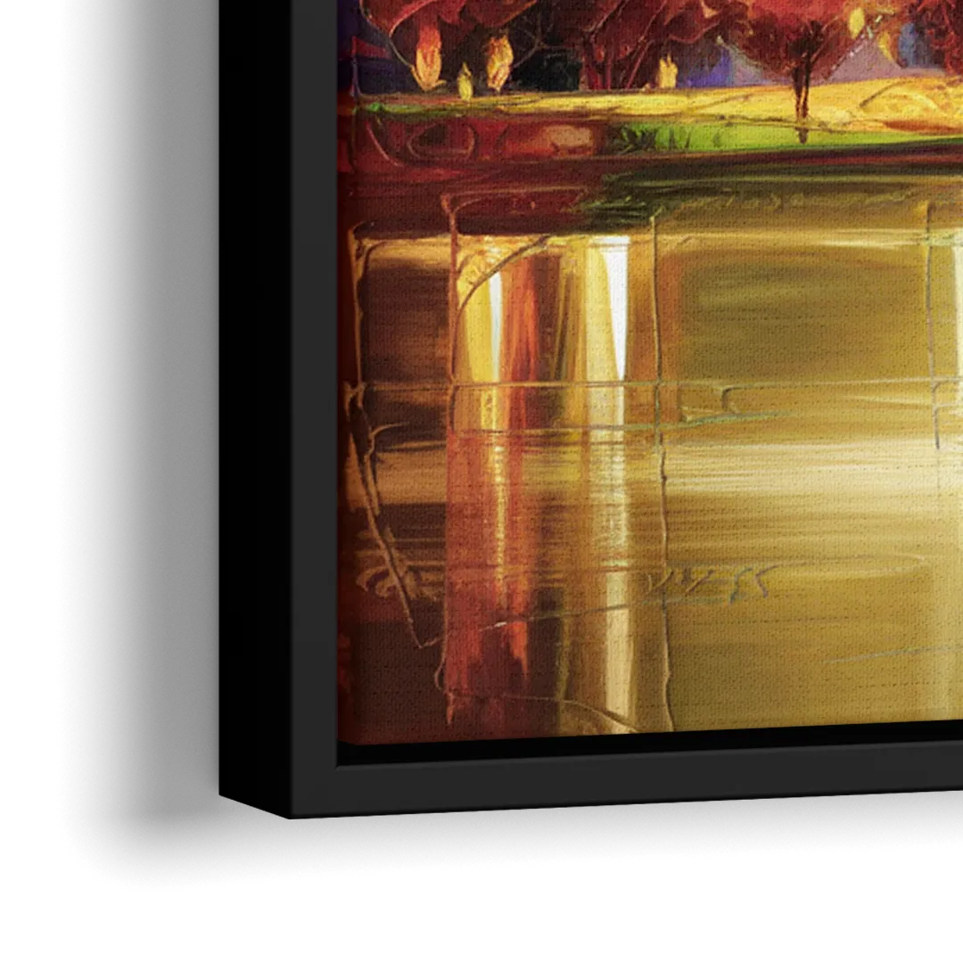 Chicago Skyline in Autumn - Close-Up Black Frame Canvas