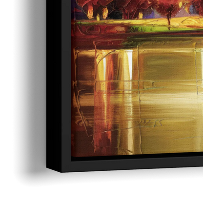 Chicago Skyline in Autumn - Close-Up Black Frame Canvas