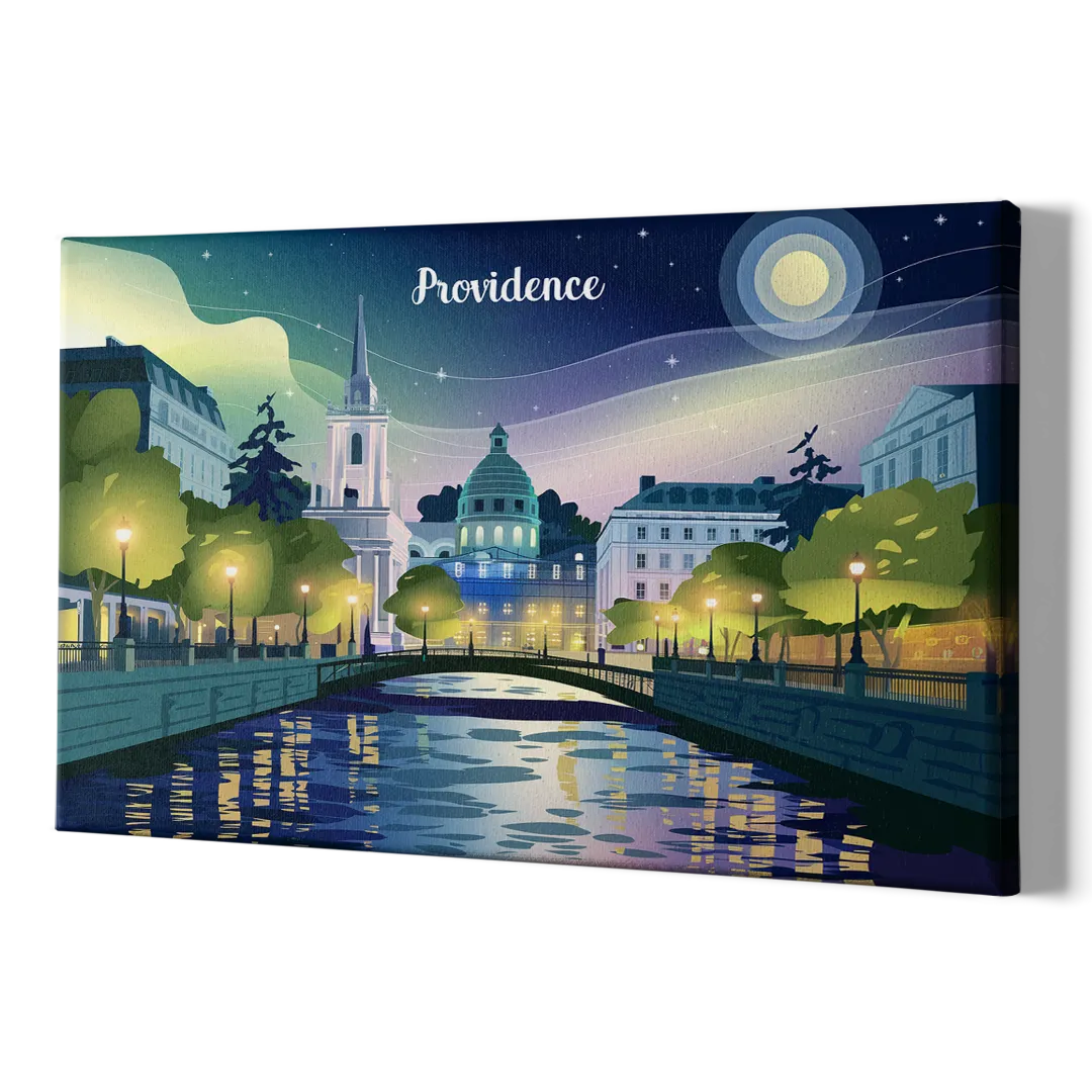 Providence Night Lights - Canvas Print Art Sides