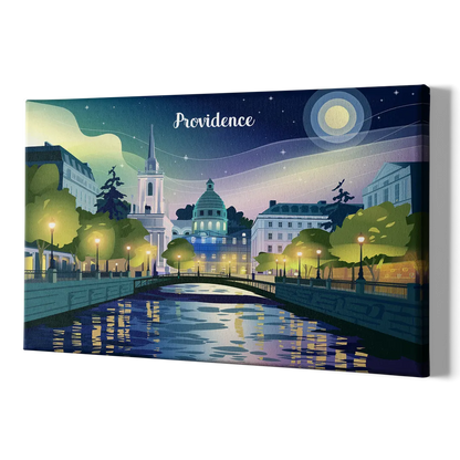 Providence Night Lights - Canvas Print Art Sides