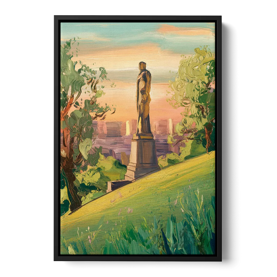 Birmingham Vulcan Statue View - Black Frame Canvas