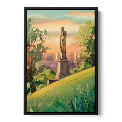 Birmingham Vulcan Statue View - Black Frame Canvas