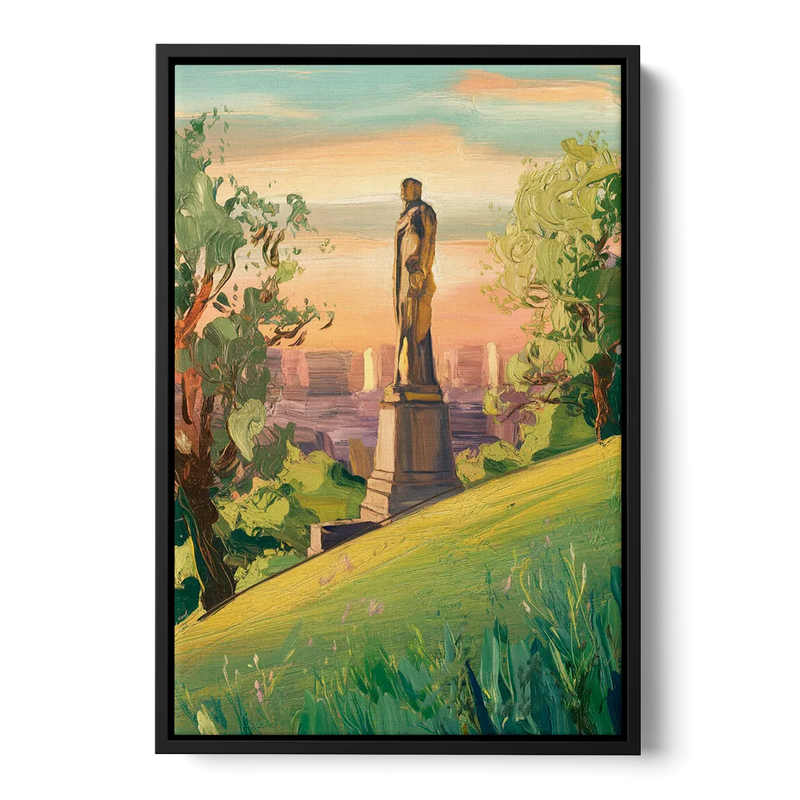 Birmingham Vulcan Statue View - Black Frame Canvas