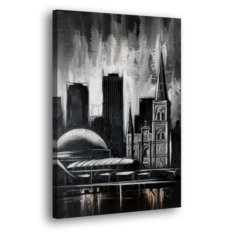 New Orleans Black and White Skyline - Canvas Print Art Sides