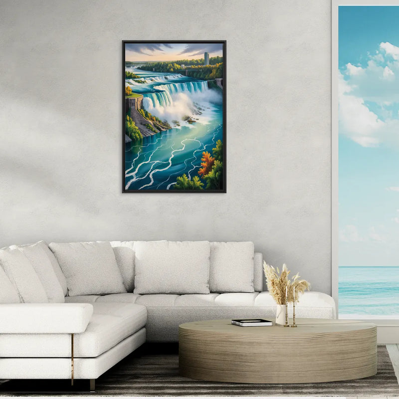Niagara River Rapids - Living Room Black Frame Canvas