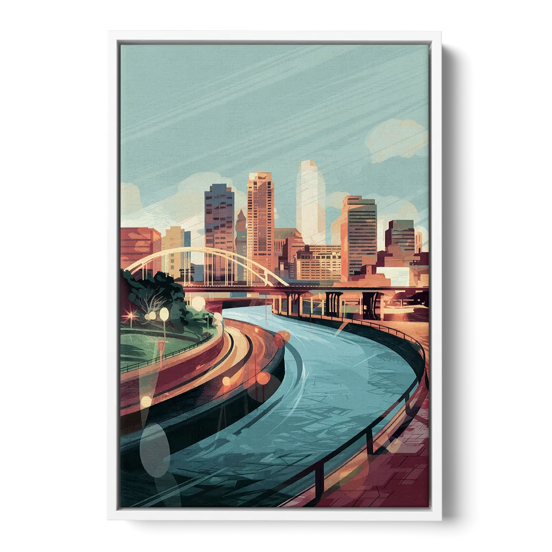 Richmond Riverfront Views - White Frame Canvas