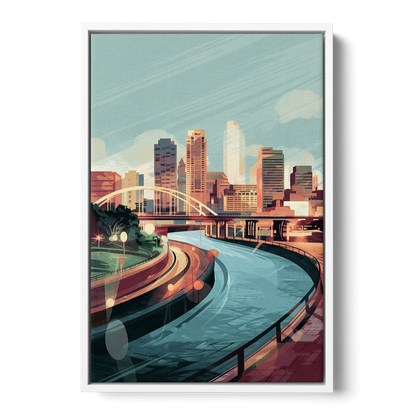 Richmond Riverfront Views - White Frame Canvas
