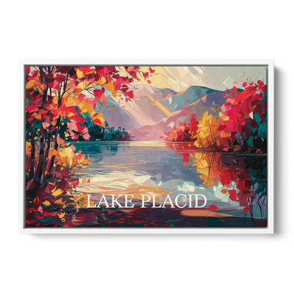 Lake Placid Autumn Splendor - White Frame Canvas